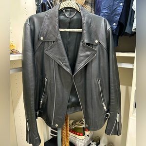 Sandro Mens Leather Moto Jacket Size L